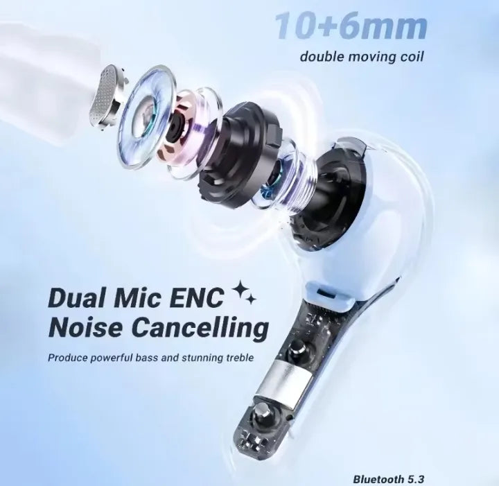 Air39 Wireless Transparent Bluetooth Gaming Earbuds – LED Display, Super Bass, HD Calling | ALL BAZAR