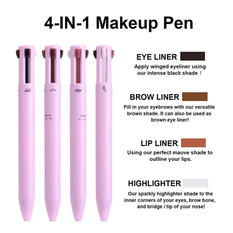 4-in-1 Waterproof Makeup Pen – Eyebrow, Eyeliner, Lip Liner & Highlighter | ALL BAZAR