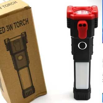 Versatile High-Power LED Flashlight with Power Bank & Safety Hammer | ALL BAZAR