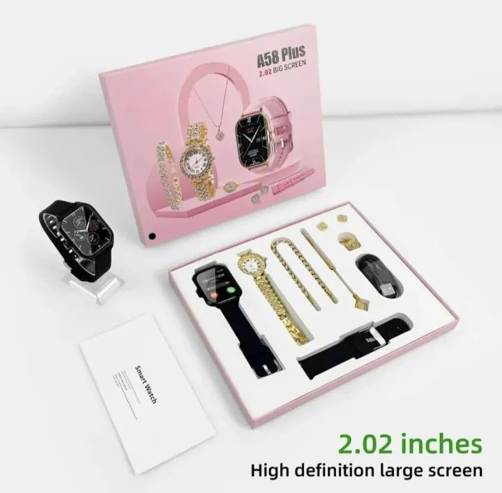 A58 Plus Smart Watch & Women’s Jewellery 5-in-1 Luxury Gift Set | ALL BAZAR