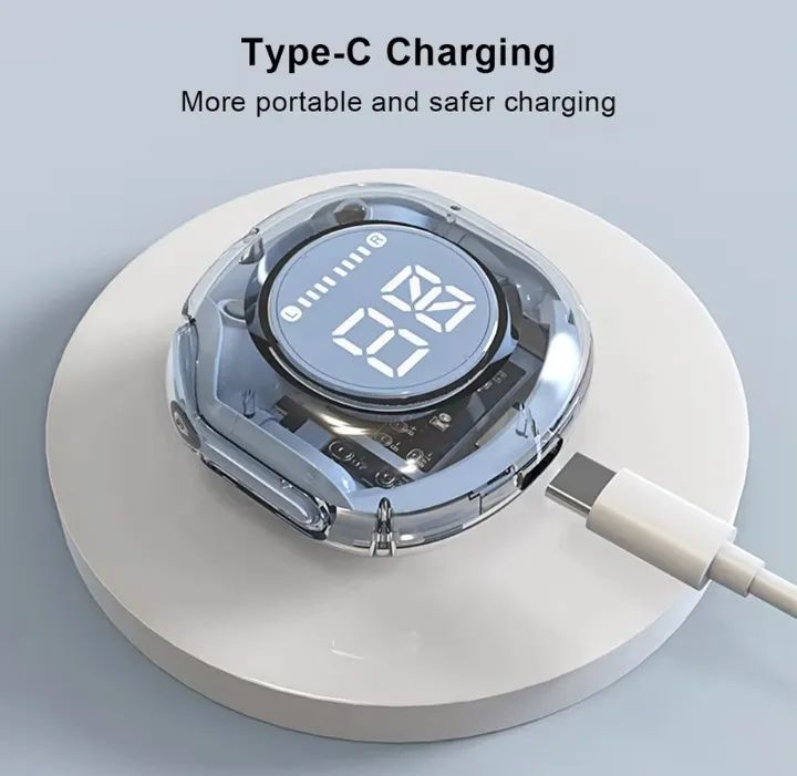 Air39 Wireless Transparent Bluetooth Gaming Earbuds – LED Display, Super Bass, HD Calling | ALL BAZAR