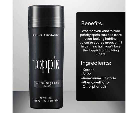 Toppik Caboki Hair Building Fibers – Instantly Thickens Thin Hair (27.5g Black) | ALL BAZAR