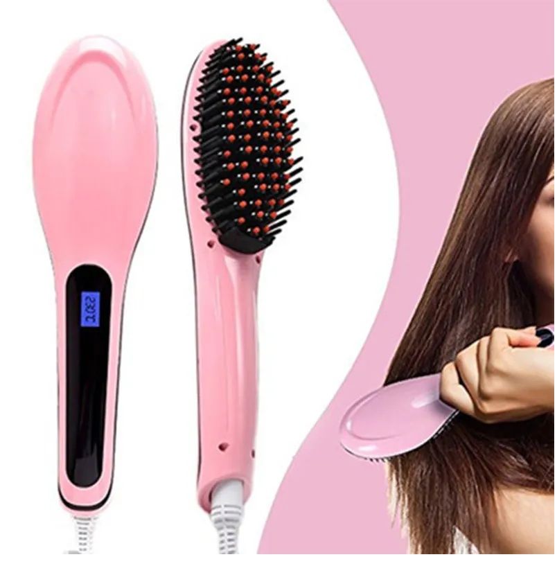 Digital Fast Brush Electric Hair Straightener – Adjustable Temperature | ALL BAZAR