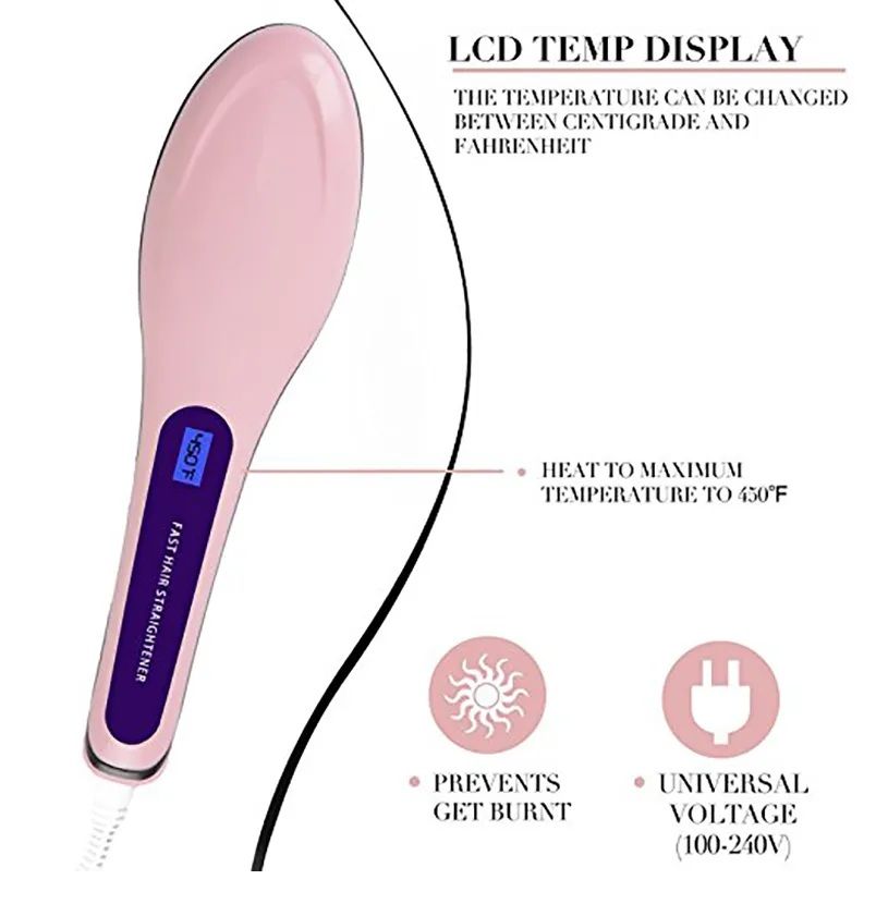 Digital Fast Brush Electric Hair Straightener – Adjustable Temperature | ALL BAZAR