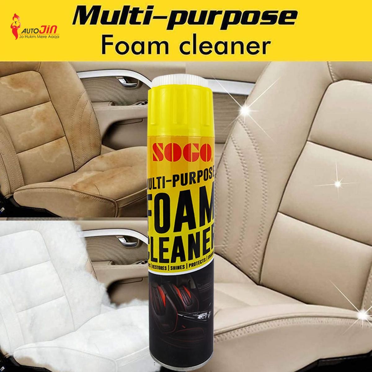 Pack of 2-Sogo Multi-Purpose Foam Cleaner 650ml – For Fabric, Carpet, Leather, Car Seats & More | ALL BAZAR