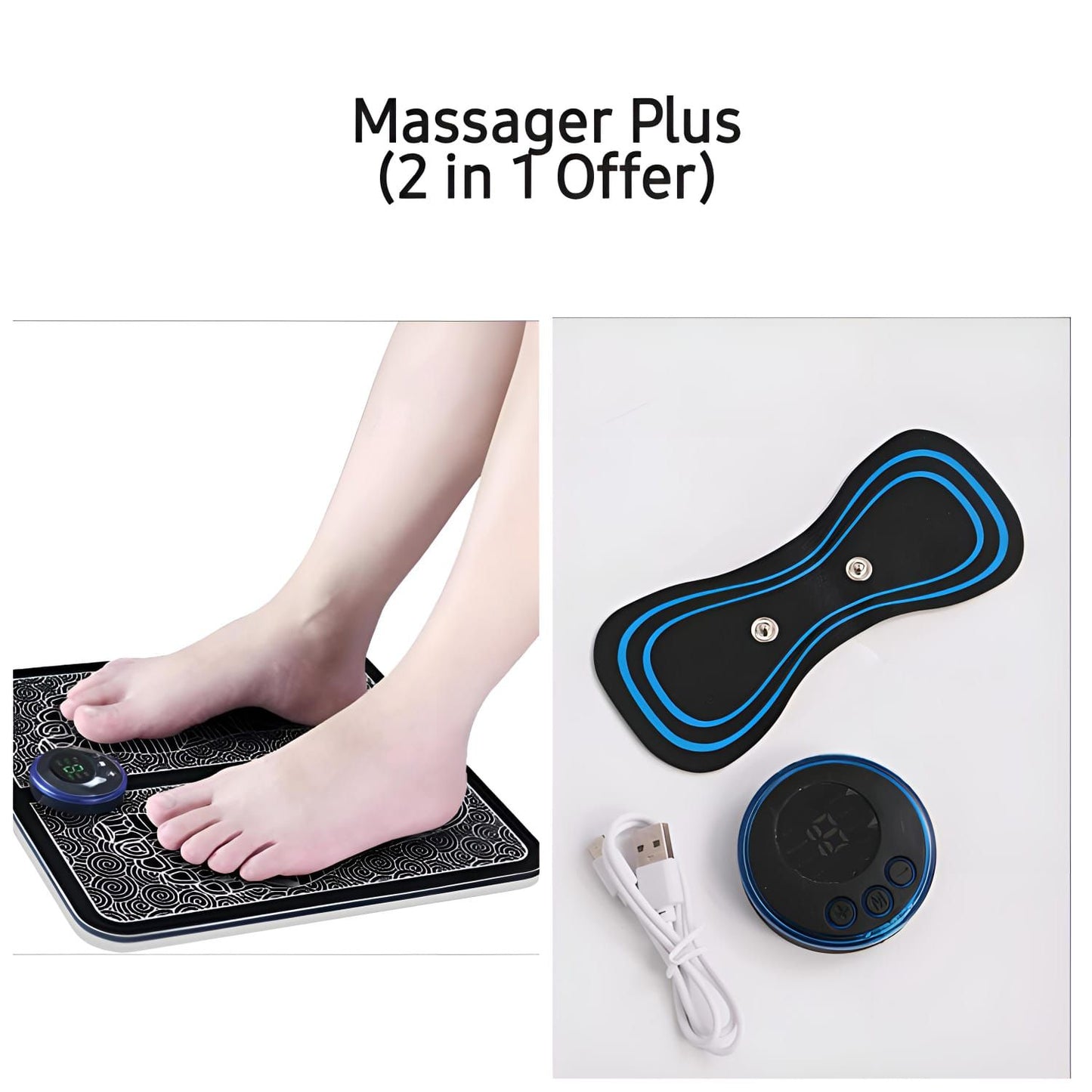 Pack of 2 Massagers – Mini EMS Massager & Foot Massage Pad | Relaxation & Pain Relief | ALL BAZAR