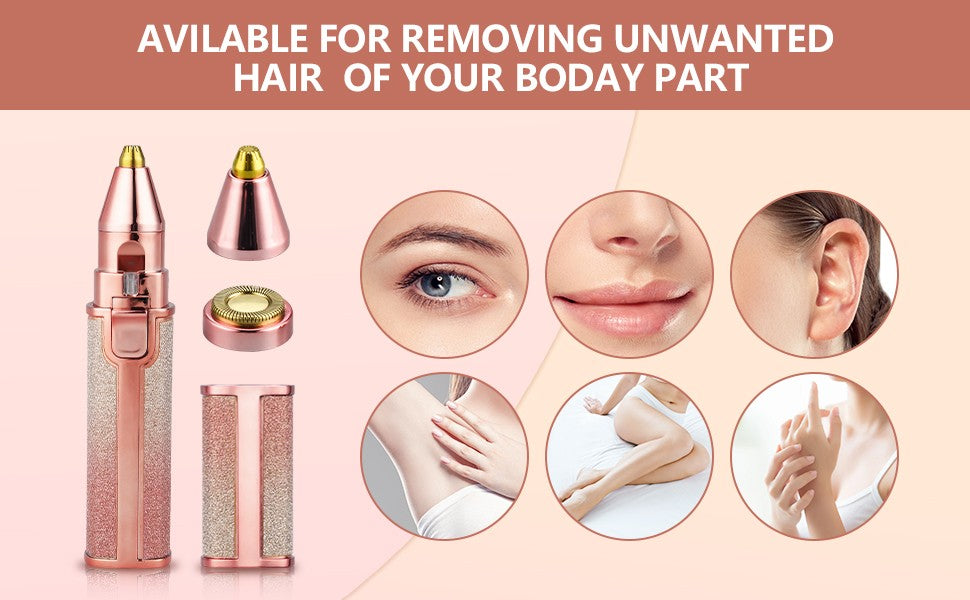 2-in-1 Rechargeable Eyebrow Trimmer & Facial Hair Remover with LED Light | ALL BAZAR