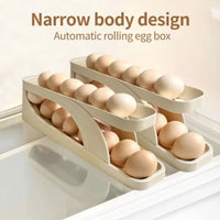 2-Tier Egg Organizer Automatic Scrolling Egg Rack – Double Layer Egg Storage Tray | ALL BAZAR