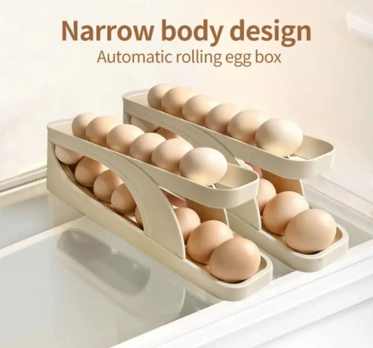 2-Tier Egg Organizer Automatic Scrolling Egg Rack – Double Layer Egg Storage Tray | ALL BAZAR