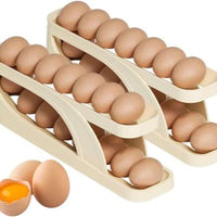 2-Tier Egg Organizer Automatic Scrolling Egg Rack – Double Layer Egg Storage Tray | ALL BAZAR
