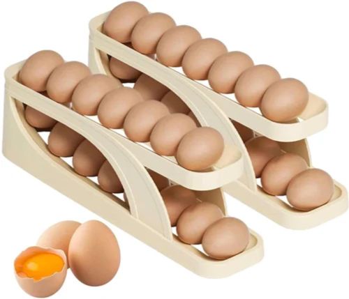 2-Tier Egg Organizer Automatic Scrolling Egg Rack – Double Layer Egg Storage Tray | ALL BAZAR