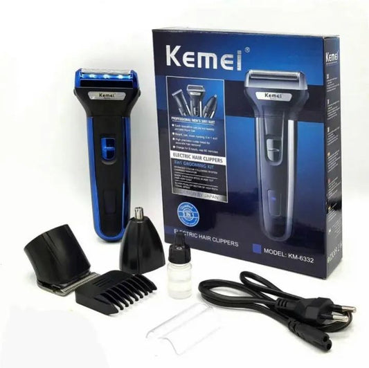 Kemei 3-in-1 Professional Hair, Beard & Nose Trimmer – Rechargeable | ALL BAZAR