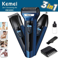 Kemei 3-in-1 Professional Hair, Beard & Nose Trimmer – Rechargeable | ALL BAZAR