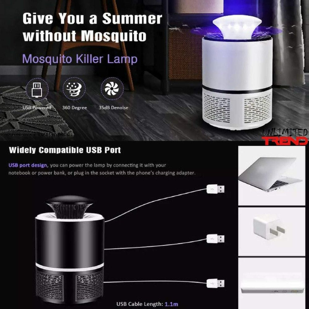 EXORT USB Electric Mosquito Trap – Blue Light Killer Lamp with Suction Fan | Child Safe | ALL BAZAR
