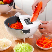 9 in 1 Multifunction Kitchen Vegetable Cutter with Drain Basket – Slicer, Shredder & Safety Guard | ALL BAZAR