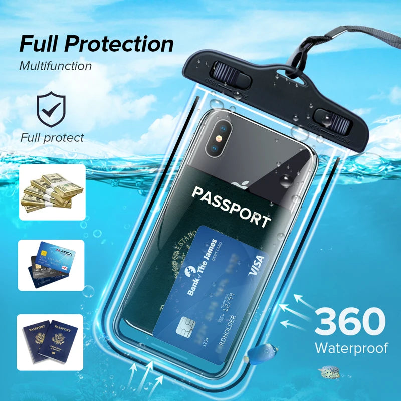 4-Universal Mobile Phone Waterproof Bag – Transparent 3-Layer Sealed Case, Dustproof & Underwater Pouch | ALL BAZAR