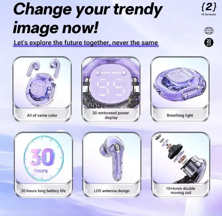 Air39 Wireless Transparent Bluetooth Gaming Earbuds – LED Display, Super Bass, HD Calling | ALL BAZAR