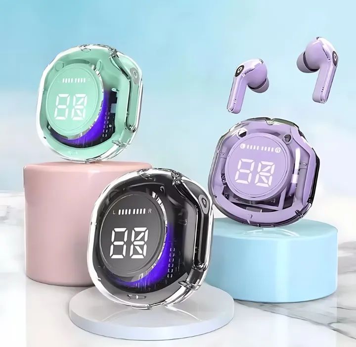 Air39 Wireless Transparent Bluetooth Gaming Earbuds – LED Display, Super Bass, HD Calling | ALL BAZAR