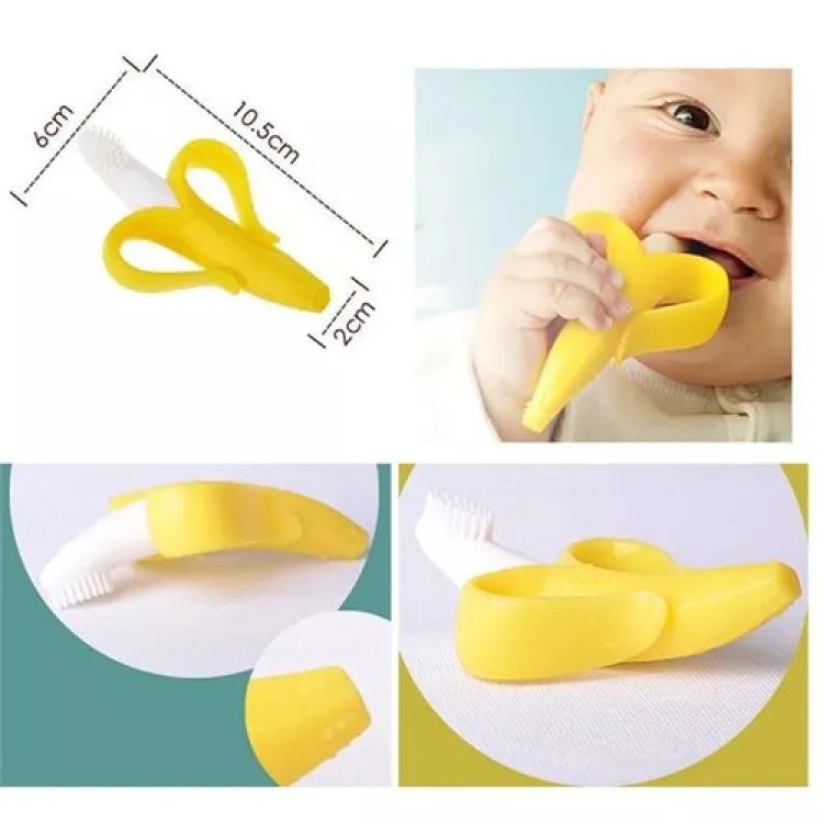 🍌 Baby Banana Teether – Soft Silicone Teething Toy & Toothbrush for Babies | ALL BAZAR
