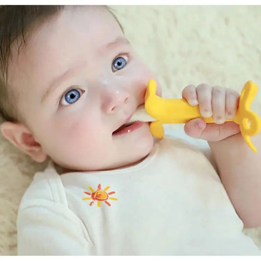 🍌 Baby Banana Teether – Soft Silicone Teething Toy & Toothbrush for Babies | ALL BAZAR