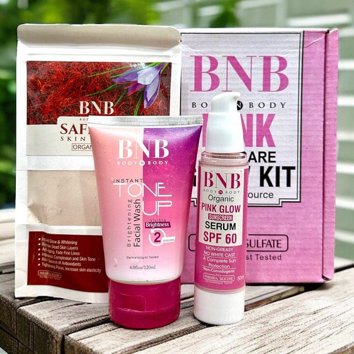3pc BNB Pink Glow Kit (Toneup Facewash + Saffron Mask + Pink Glow SPF60) | ALL BAZAR