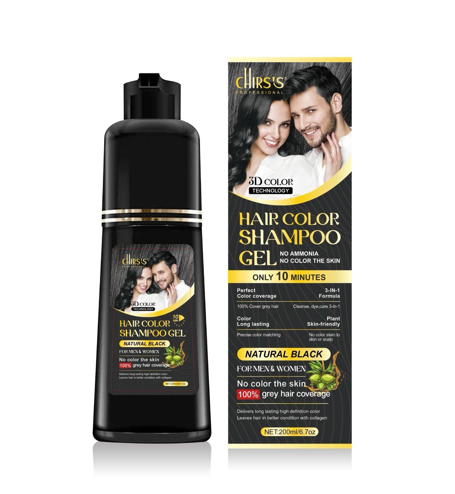 Chirs Hair Color Shampoo Gel – Dark Brown & Black | ALL BAZAR