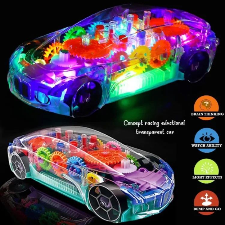 3D Transparent Racing Car with LED Lights | Concept Gear Car Toy – ALL BAZAR