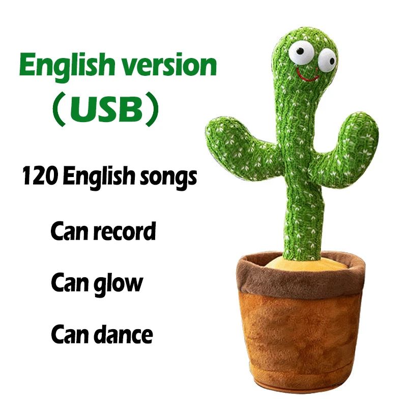 🎶 Dancing Cactus Toy – Talking, Singing & USB Rechargeable – Fun Educational Gift for Kids