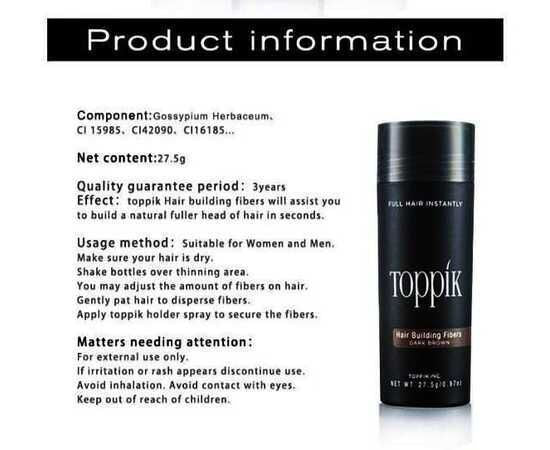 Toppik Caboki Hair Building Fibers – Instantly Thickens Thin Hair (27.5g Black) | ALL BAZAR