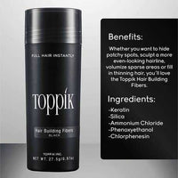 Toppik Caboki Hair Building Fibers – Instantly Thickens Thin Hair (27.5g Black) | ALL BAZAR