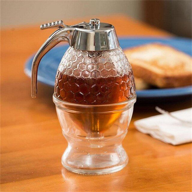 Elegant Crystal Honey Dispenser – Syrup Bee Pot Jar with No-Drip Design | ALL BAZAR