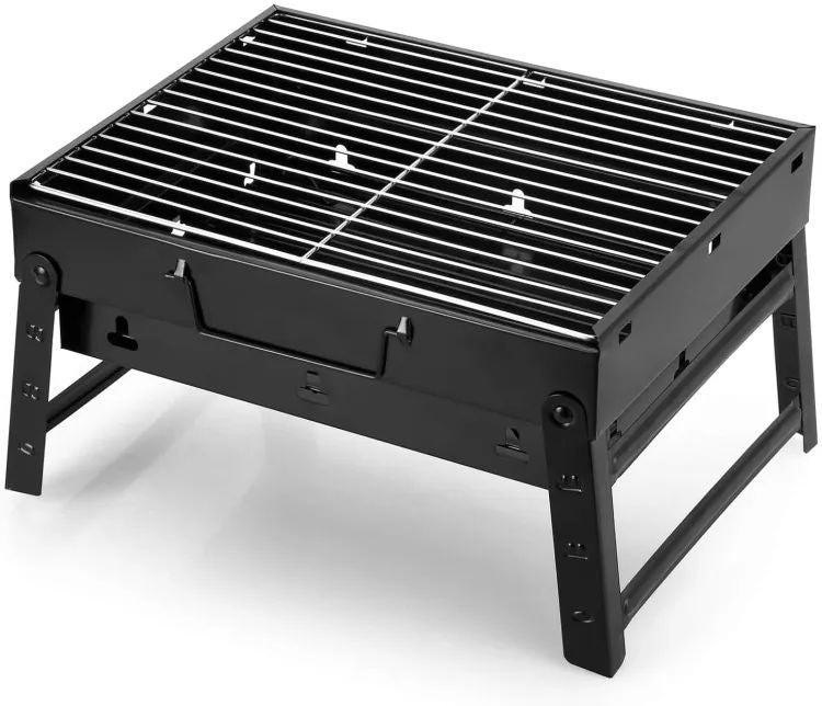 Folding Portable Outdoor Barbeque Charcoal BBQ Grill Oven – Black Carbon Steel | ALL BAZAR
