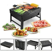 Folding Portable Outdoor Barbeque Charcoal BBQ Grill Oven – Black Carbon Steel | ALL BAZAR