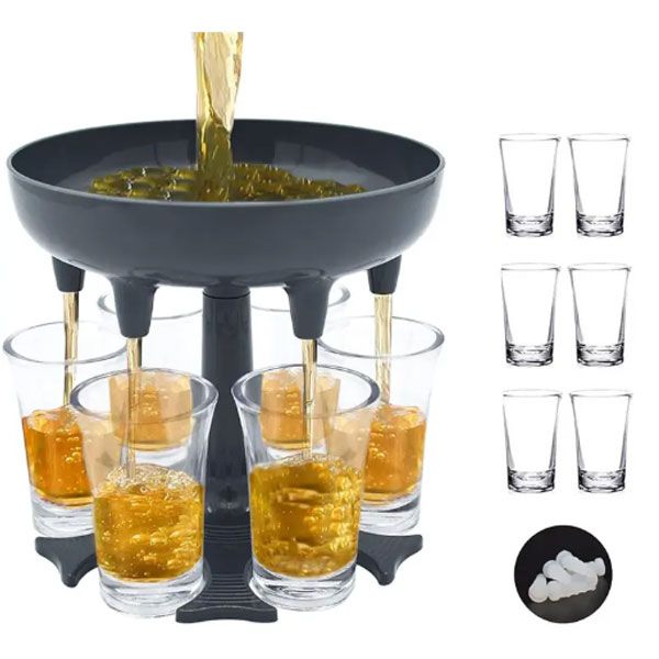 6 Shot Glass Dispenser & Holder – Party Drink Pourer for Even Serving | ALL BAZAR