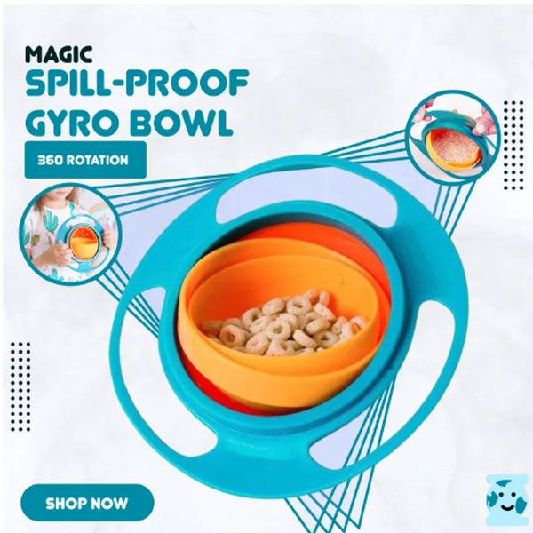 🛸 360° Gyro Bowl – Anti-Spill Snack Bowl for Kids | Flying Saucer Design | ALL BAZAR