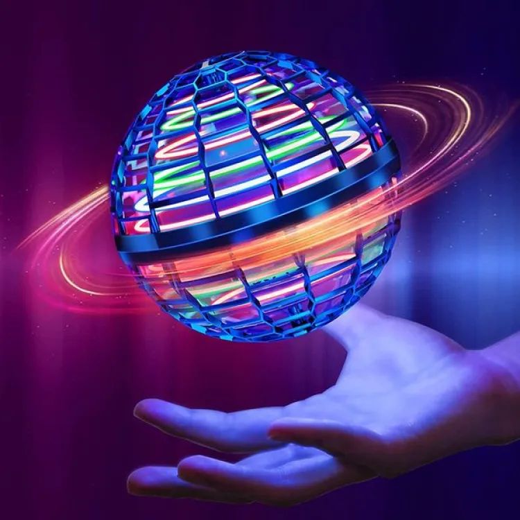 Gyrosphere Flying Spinner Toy – Rechargeable Mini Flying Ball with 360° Spin & LED Lights | Blue | ALL BAZAR