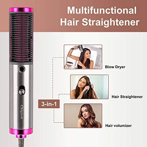 2-in-1 Hair Straightener Brush & Hot Air Dryer – Fast Ceramic Heating | ALL BAZAR