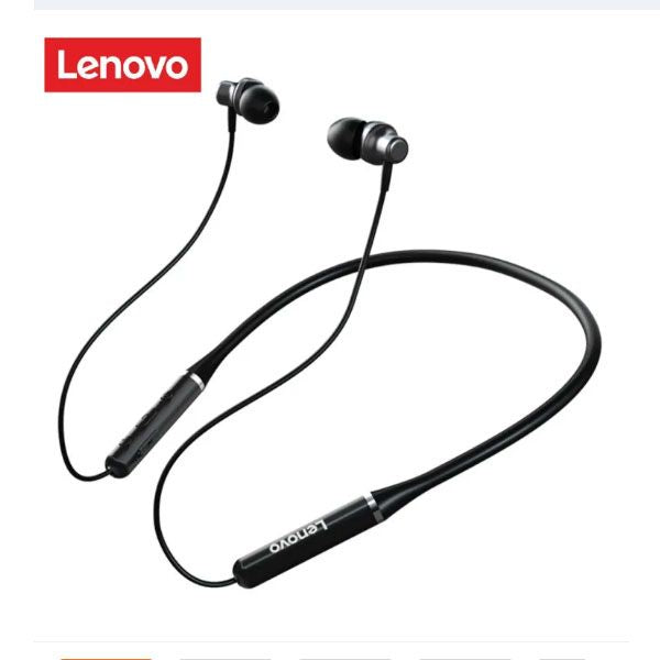 Lenovo HE05 Neckband Bluetooth Earphones – Wireless Headset with Deep Bass & Long Battery | ALL BAZAR