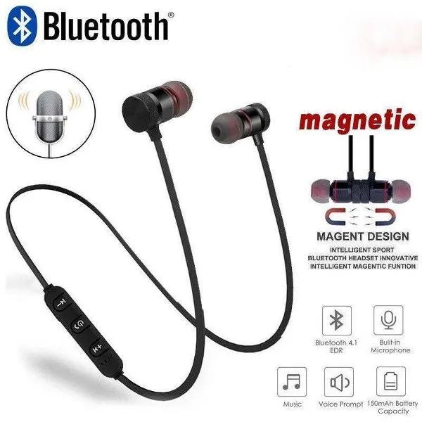 Magnetic Bluetooth Wireless Stereo Sports In-Ear Handsfree – Original Wireless Headset with Mic | ALL BAZAR