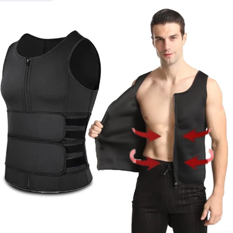 Men Body Shaper Sauna Vest – Neoprene Waist Trainer, Double Belt Sweat Shirt, Fat Burning Jacket | ALL BAZAR