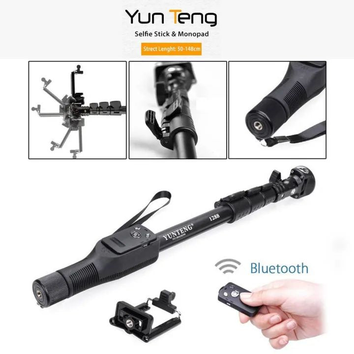 YT 1288 Bluetooth Selfie Stick with Tripod & Remote | ALL BAZAR