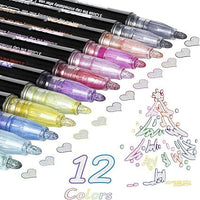 12-Color Shimmer Outline Markers for Kids – Double Line Glitter Pens | ALL BAZAR