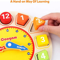 Montessori Wooden Sorting Clock for Kids – Learn Time & Shapes | ALL BAZAR