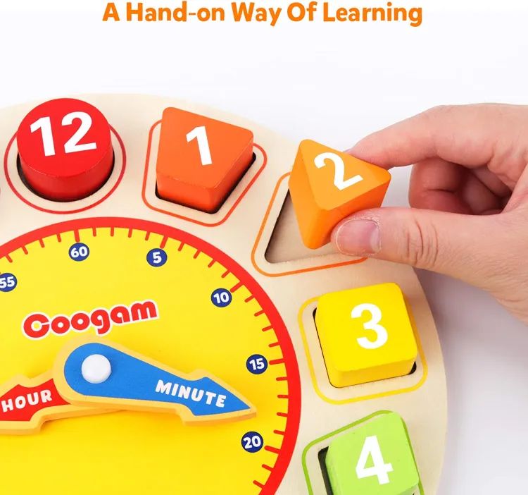 Montessori Wooden Sorting Clock for Kids – Learn Time & Shapes | ALL BAZAR