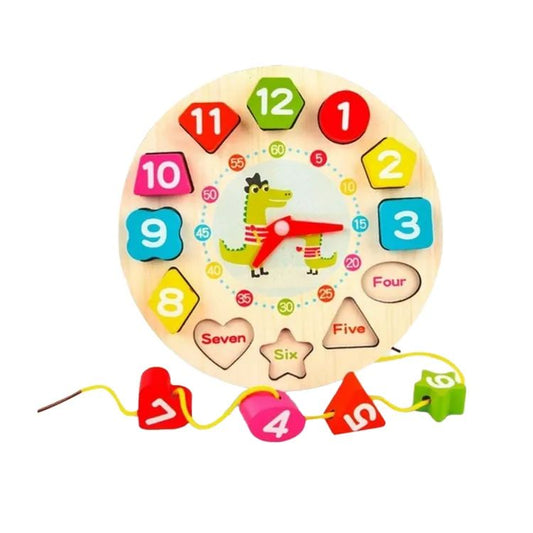 Montessori Wooden Sorting Clock for Kids – Learn Time & Shapes | ALL BAZAR