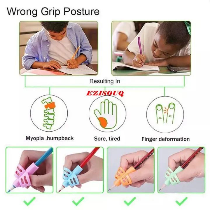 ✍️ 5-Pack Pencil Grips for Kids – Soft Silicone Handwriting Trainer | ALL BAZAR