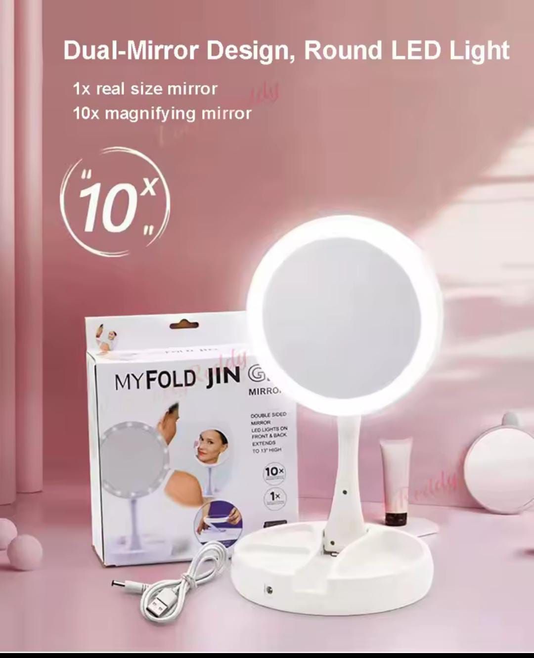 LED Magnification Makeup Mirror – Portable Vanity Light Mirror with 10X Zoom | ALL BAZAR