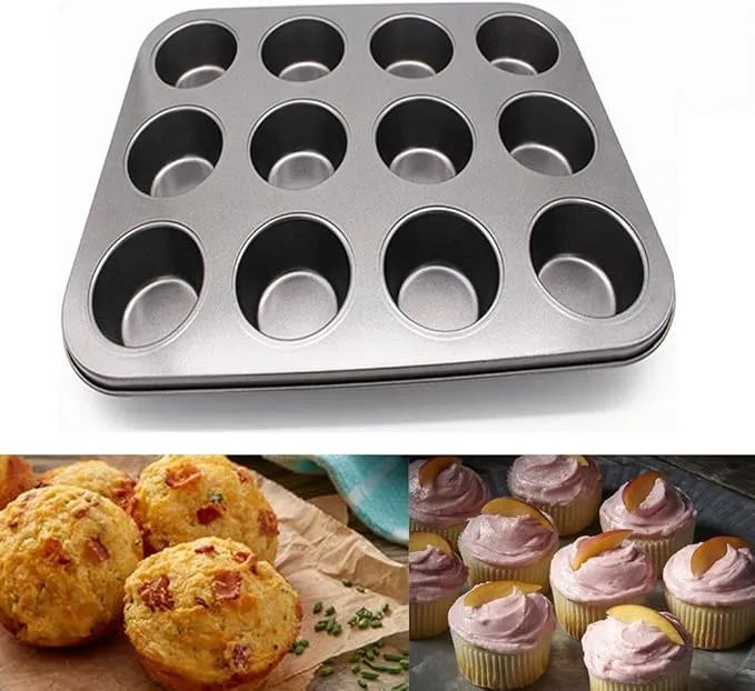 Silicone Muffin Baking Pan – 12 Cup Large Cupcake Tray Nonstick Bakeware | BPA Free, Dishwasher & Microwave Safe – ALL BAZAR