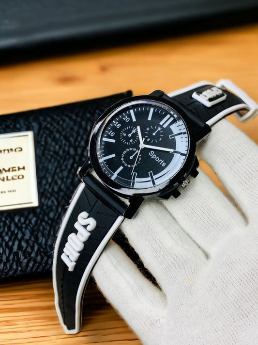 Stylish Sports Analog Rubber White Strap Watch for Men & Boys | ALL BAZAR