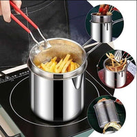 Stainless Steel Deep Fryer Pot with Strainer 1.2L – Oil Filter Japanese Tempura Frying Pan | ALL BAZAR